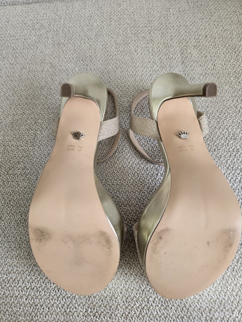 Nina Champagne Glitter Strappy Platform Sandal, Size 7 - Picture 9 of 11